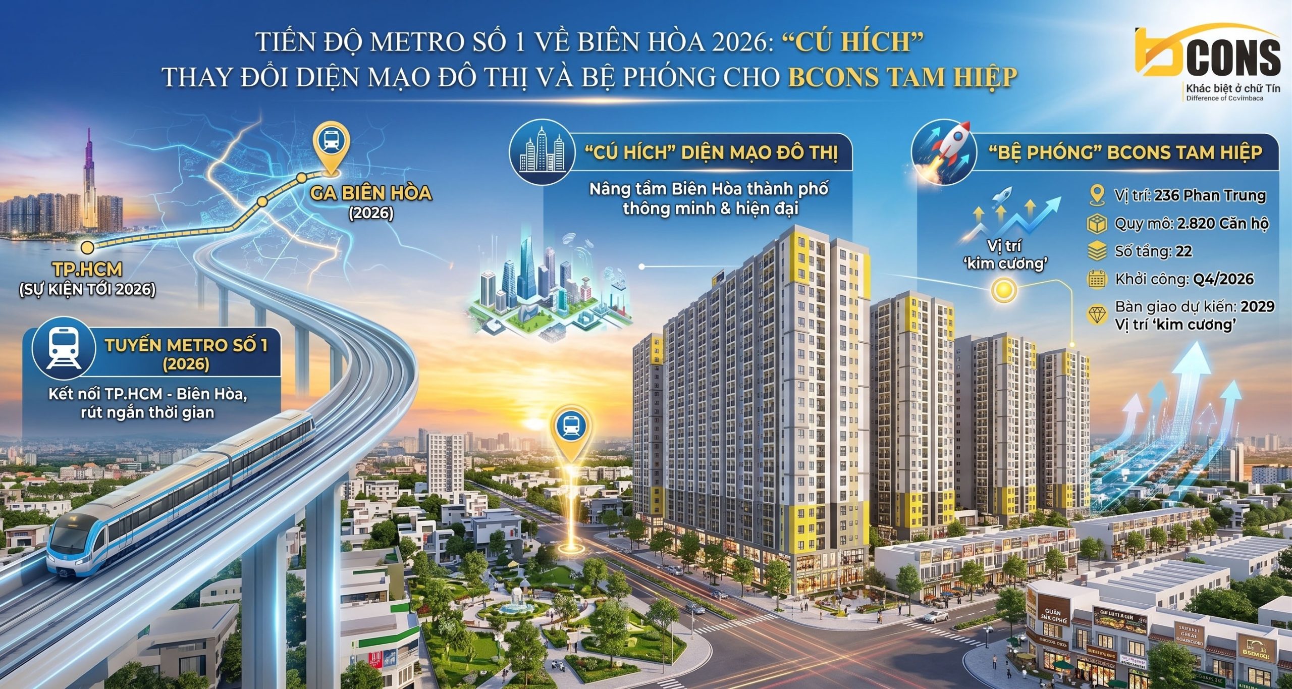Dự án Bcons Central Park sở hữu vị trí “kim cương” ngay mặt tiền số 236 đường Phan Trung, phường Tam Hiệp