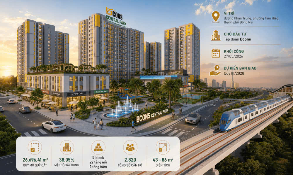 Vị trí dự án Bcons Central Park đường Phan Trung, phường Tam Hiệp, thành phố Đồng Nai