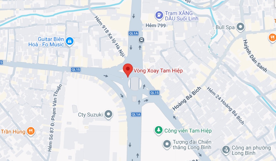 Bảng đồ vòng xoay Tam Hiệp, thành phố Đồng Nai