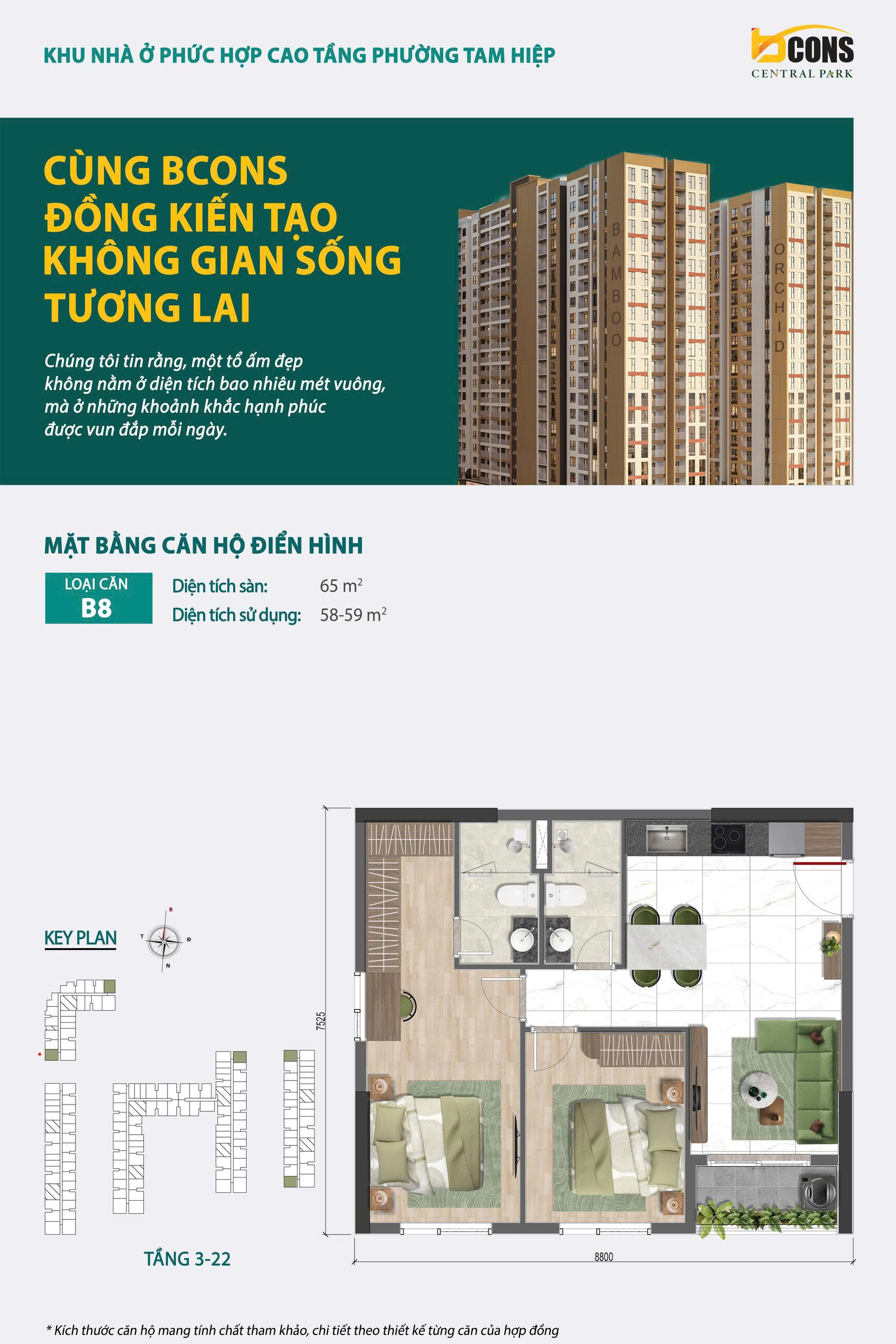 Thiết kế căn hộ mẫu Bcons Central Park Biên Hòa