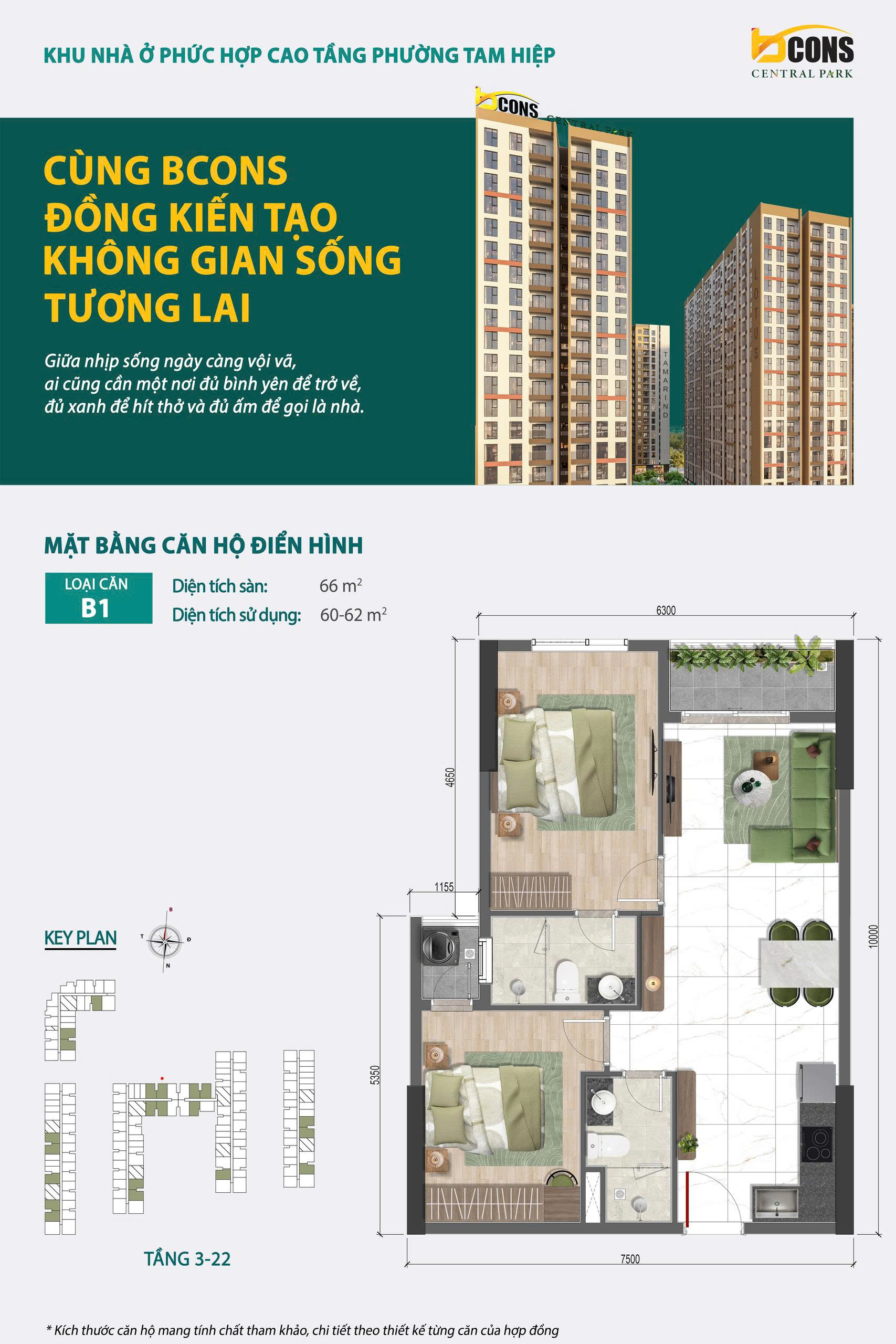Thiết kế căn hộ mẫu Bcons Central Park Biên Hòa